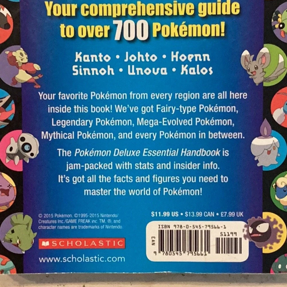 Pokemon Deluxe Essential Handbook Book Stats & Facts Guide 2015 Scholastic